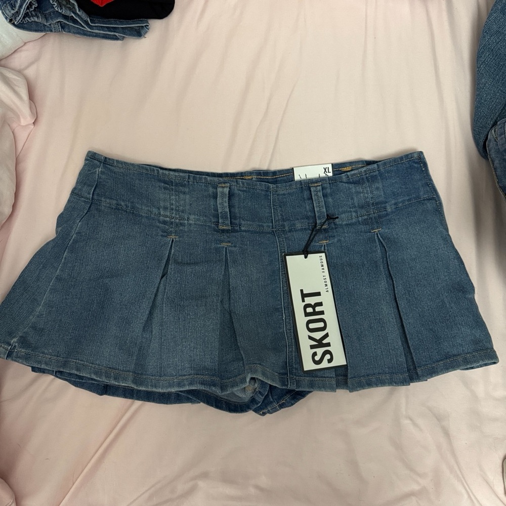 mini Denim pleated Skort